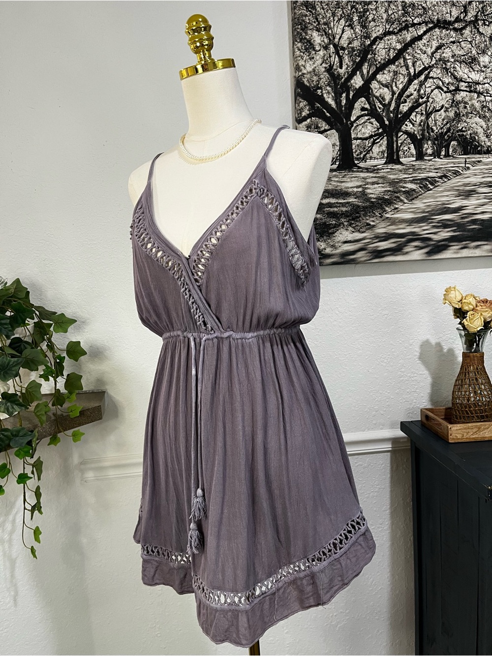 raya sun Lavender Grey Crochet-Trim Swim Coverup Dress - Picture 12 of 13